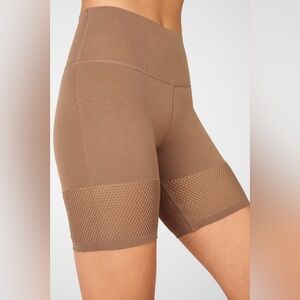 Fabletics High-Waisted SculptKnit Biker Short, XS, Dark Warm Grey/Tan